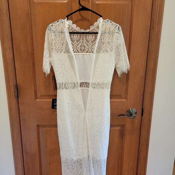 Lulus Remarkable White Sheer Lace Dress Size Small New - Picture 6 of 12